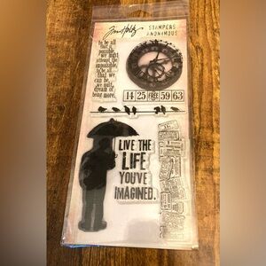 Tim Holtz Visual Artistry Cling Mount Rubber Stamps Sayings 7pc new